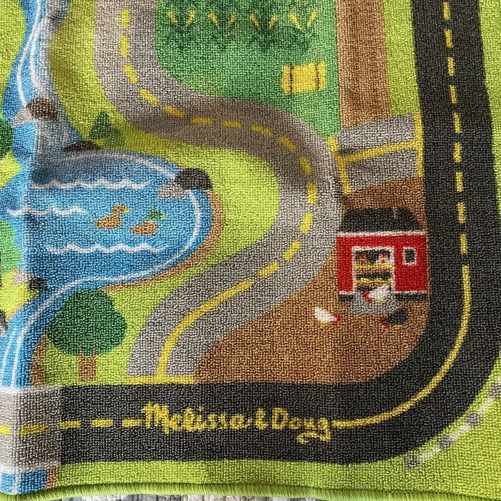 Melissa & Doug Create A Town Activity Rug Play Set 7 Wood Pieces